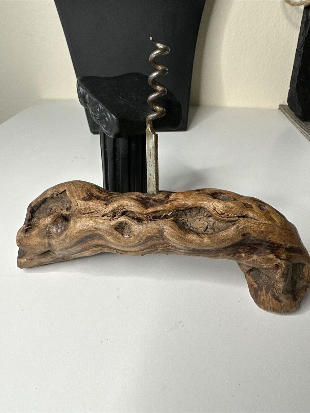 Vintage MCM Grape wood vine handle Corkscrew Wine Bottle Opener
